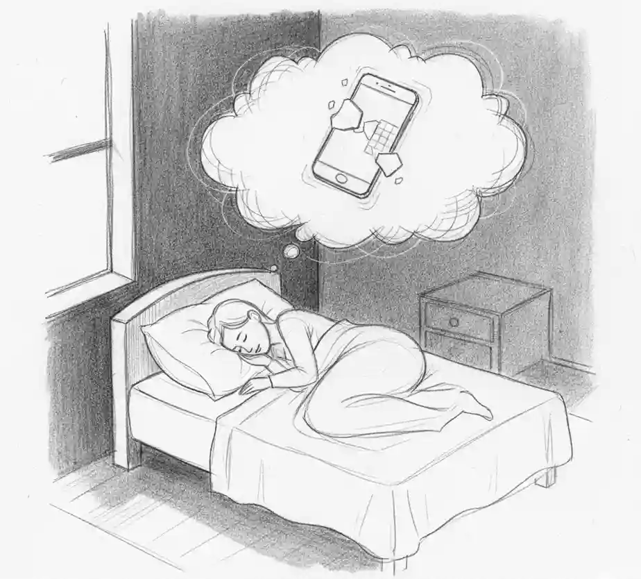 Illustration showing a person dreaming.